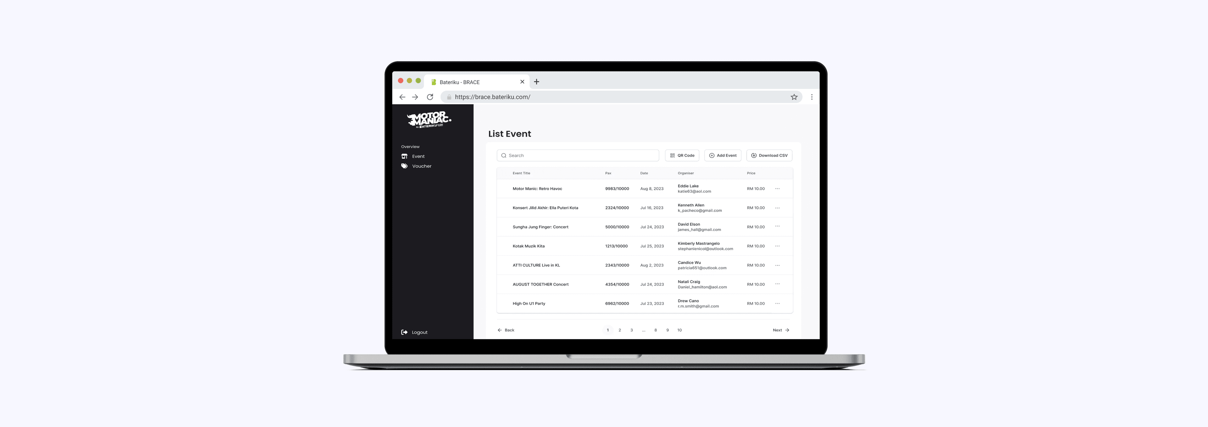 Motormaniac App Interface