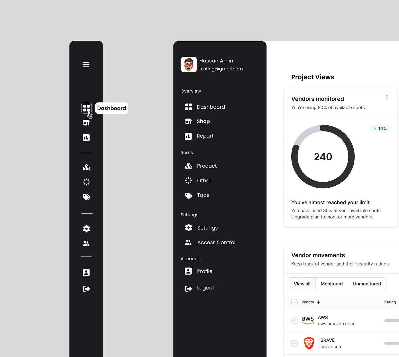 Admin Sidebar preview